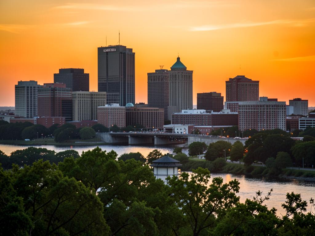 Columbia, South Carolina skyline at sunset