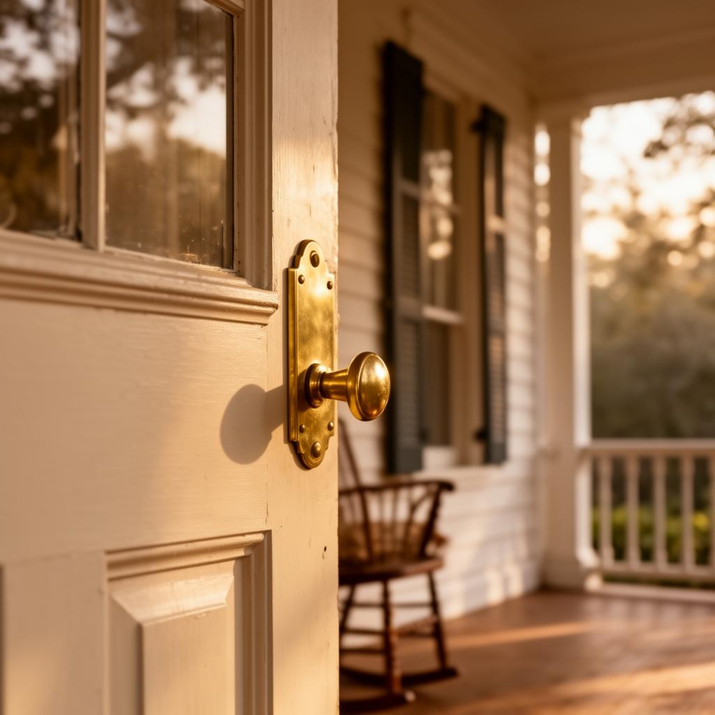 Front porch detail of a Southern home prepared for sale