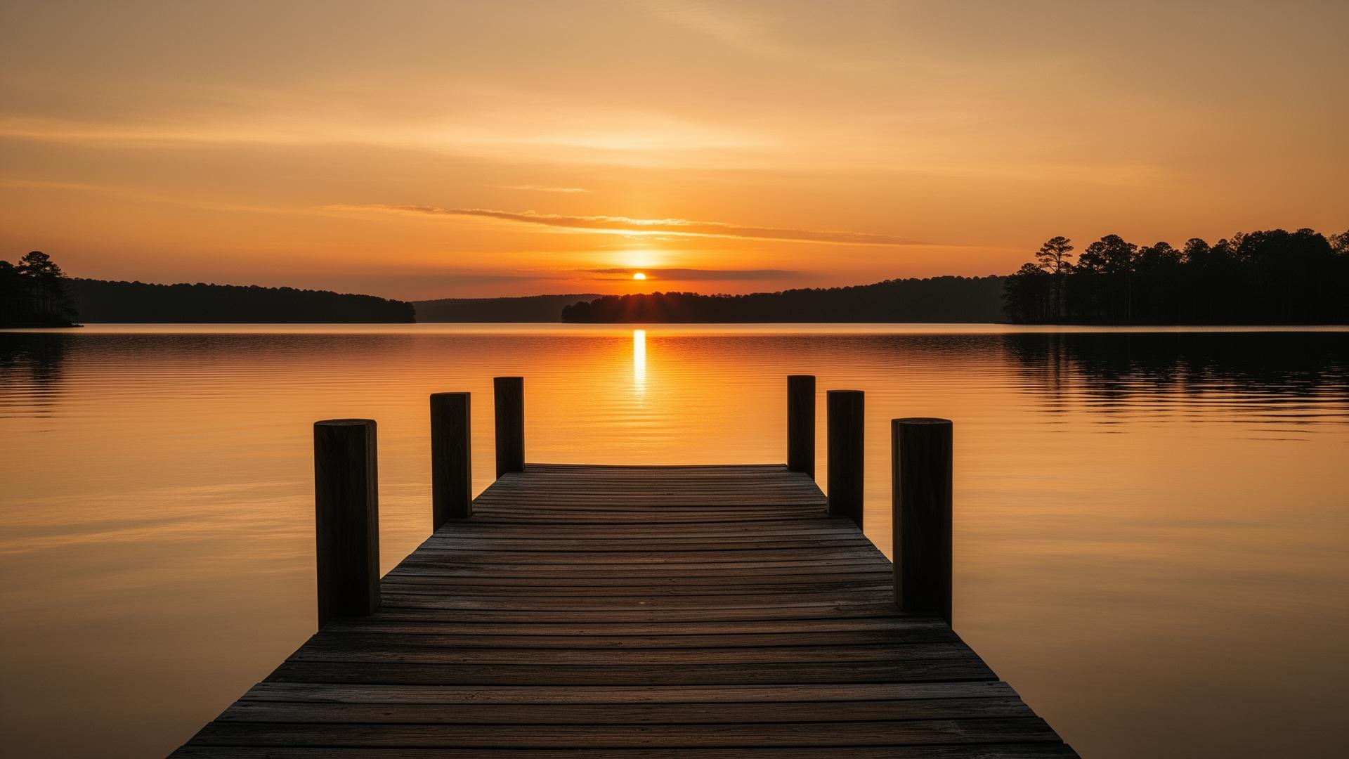 Lake Murray sunset view from dock