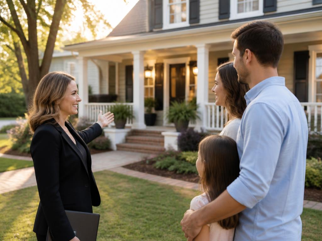 Lisa Lovro showing a home to a client family in the Midlands